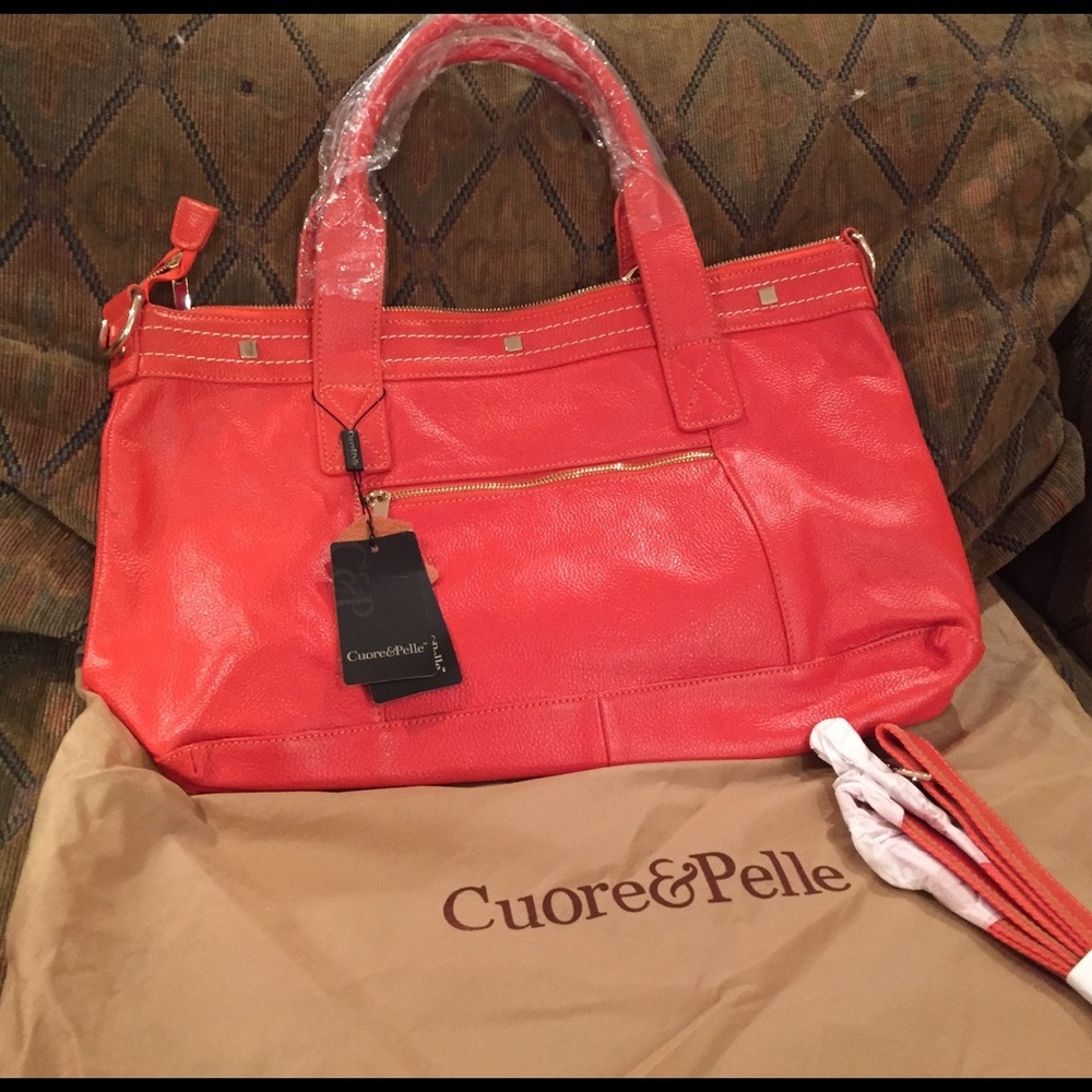 Coure & Pelle Amelia large leather bag + dust bag orange NWT - Picture 3 of 8